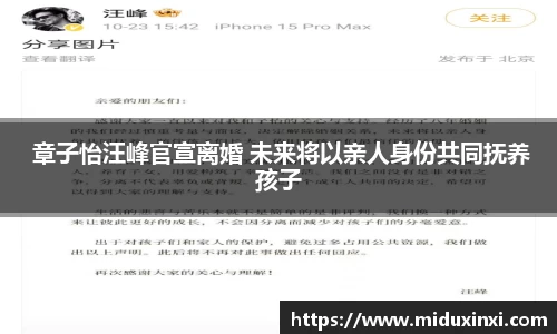 NG 章子怡汪峰官宣离婚 未来将以亲人身份共同抚养孩子